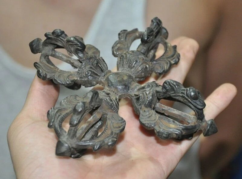 Старый тибетский буддизм бронзовый Phurpa Dorje Pestle Vajra Talismans FaQi|Статуи и скульптуры| |