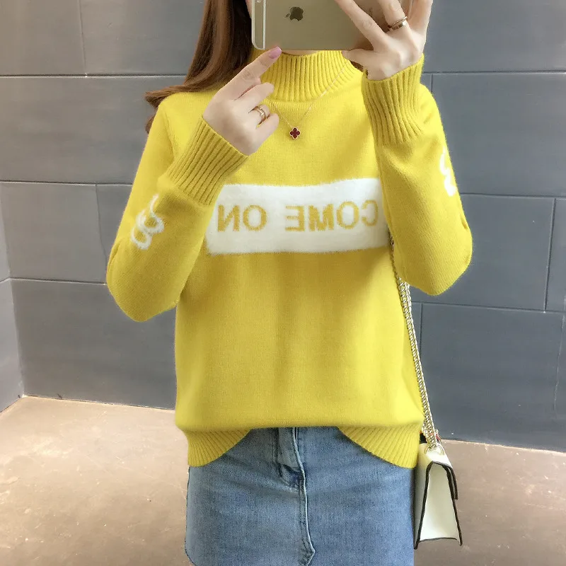 

New Fashion 2021 Women Autumn Winter Embroidery Cat Brand Sweater Pullovers Warm Knitted Sweaters Pullover Lady