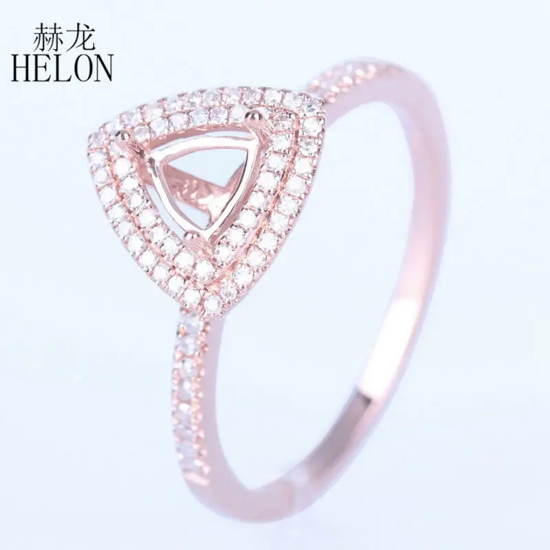 

HELON Trillion Cut 5mm Solid 14K (AU585) Rose Gold 0.2CT Natural Diamonds Engagement Wedding Anniversary Semi Mount Ring Setting