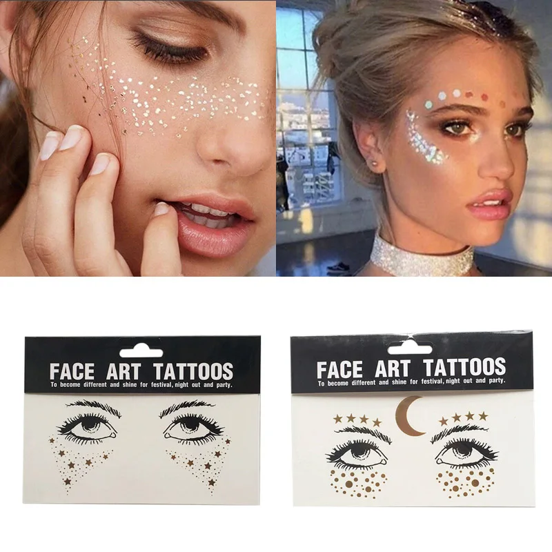 2019 горячая Распродажа Временные татуировки золотого лица водонепроницаемые