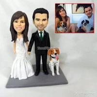 wedding cake topper couple figurine with dog handmade baby kids figurine miniature doll statue mini decorative super hero statue
