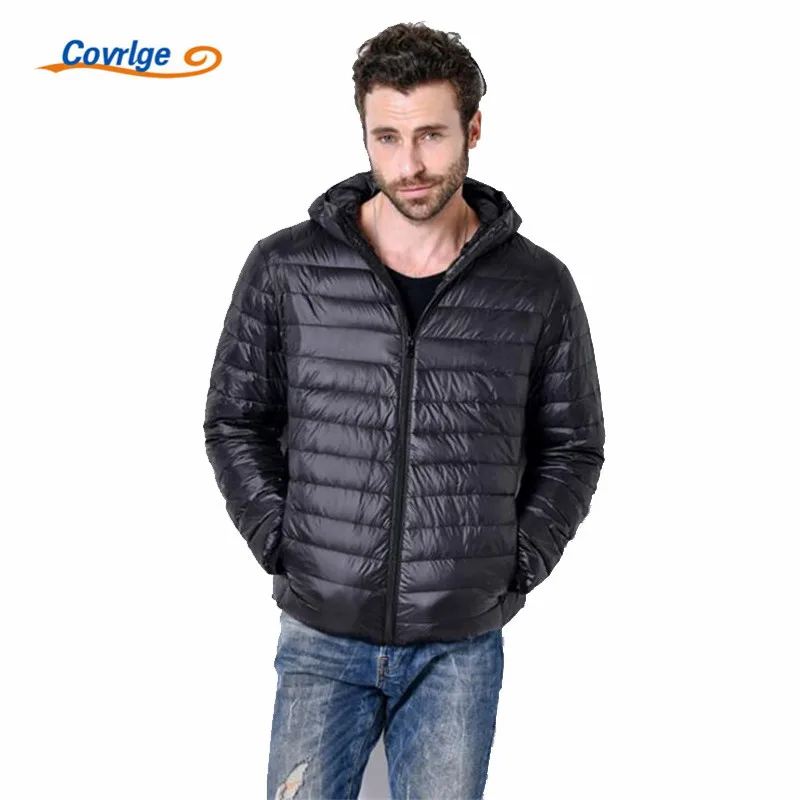 Covrlge 2018 Men Hooded UltraLight Wihite 90% Duck Down Jacket Warm Jacket Line Portable Package Men Casual Pack Jacket MWY004