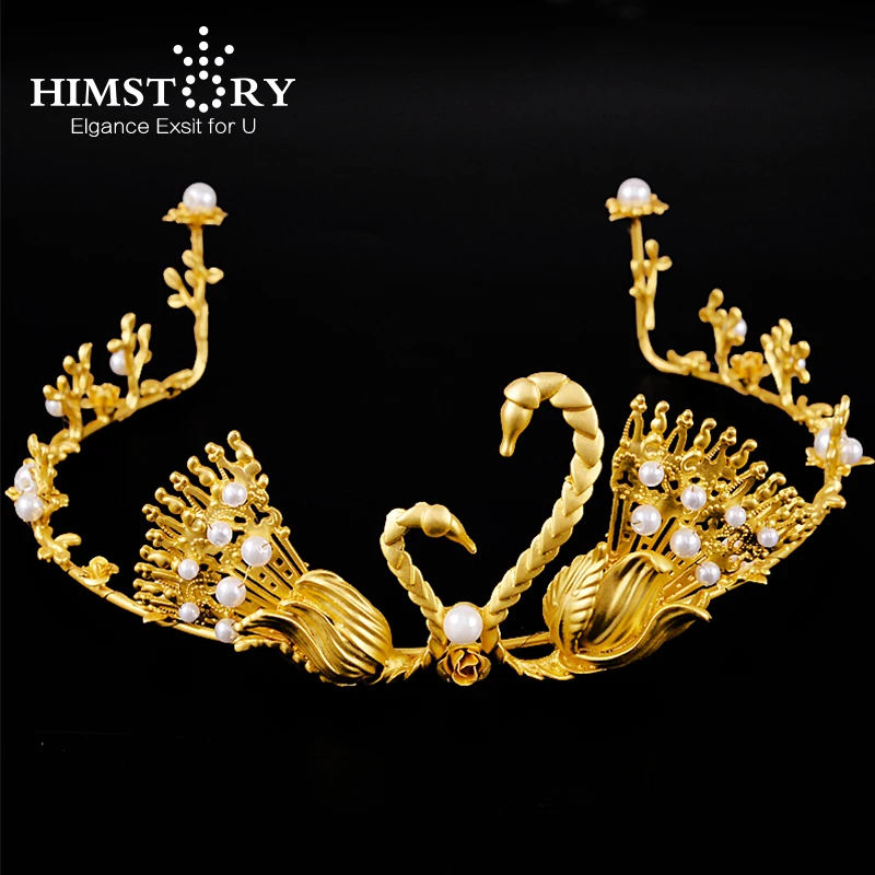 HIMSTORY винтажная двойная танцевальная Корона лебедя Тиара Свадебные аксессуары