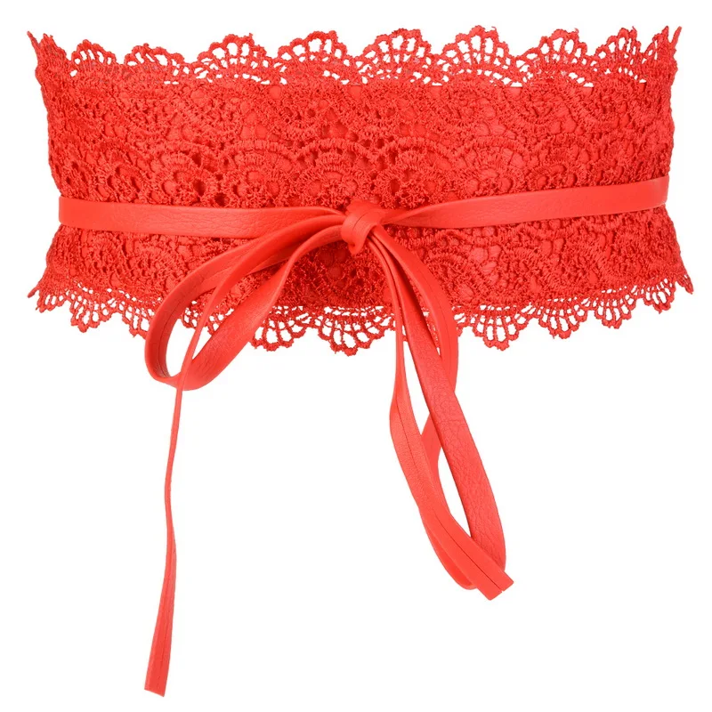 Мода 2018 черный белый широкий корсет кружевной пояс Женский галстук женский с