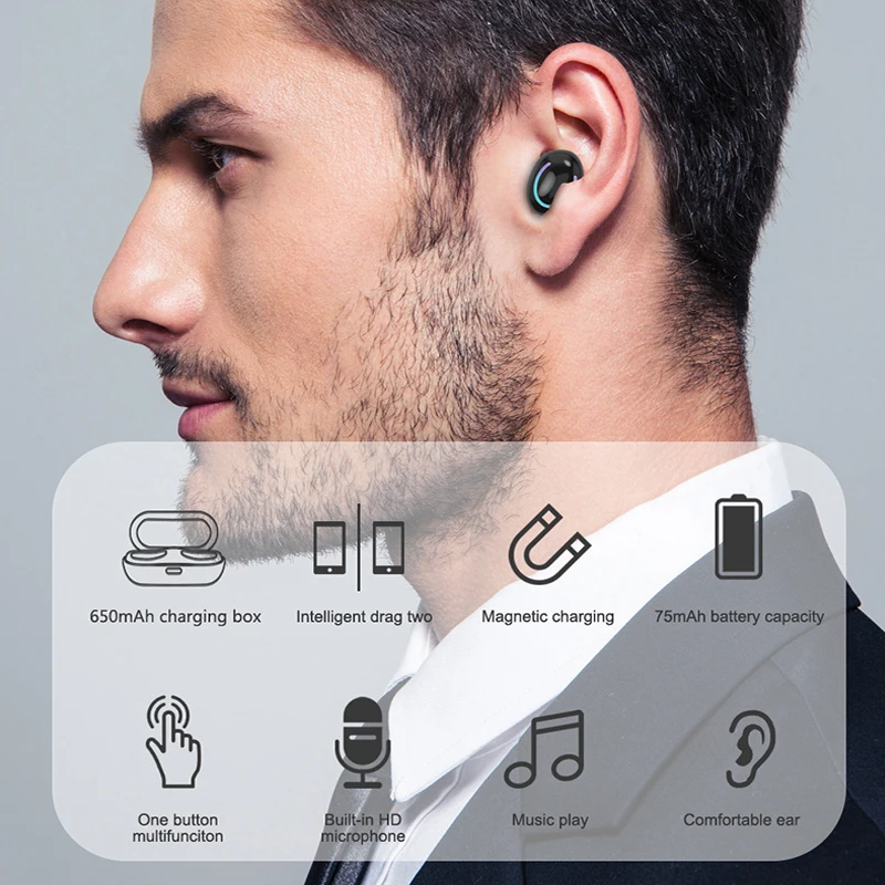Спортивные Беспроводные bluetooth наушники беспроводные стерео Tws с