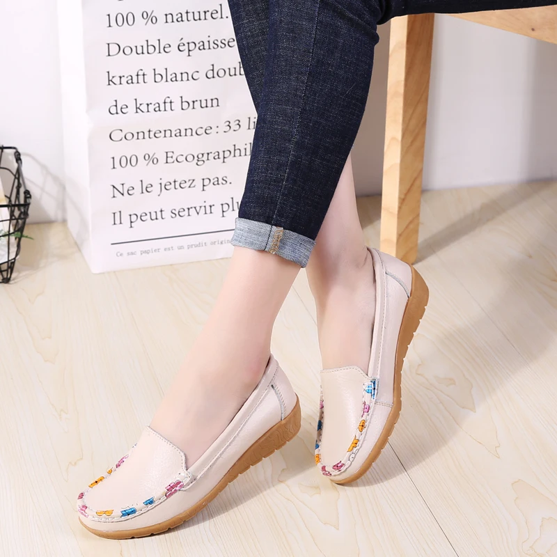 2021 Осенняя женская обувь из натуральной кожи женские повседневные туфли на