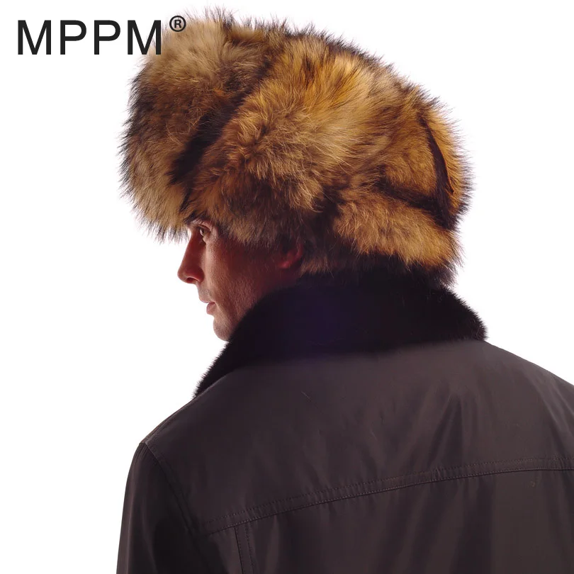 MPPM шапка из натурального меха енота шапки бомберы женские и мужские теплые