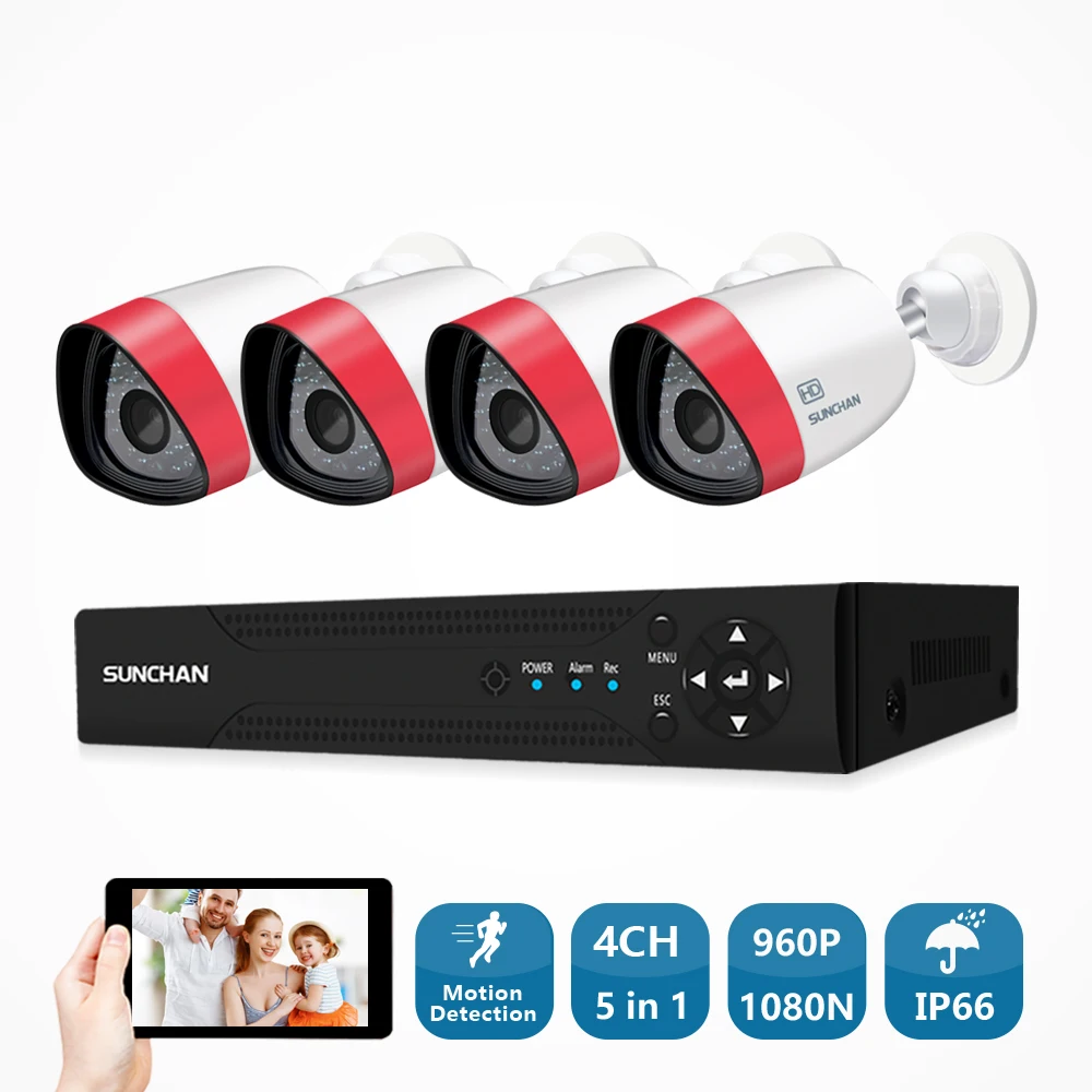 SUNCHAN AHD DVR 4CH HD 4 шт. 960 P 1500TVL наружных камер видеонаблюдения 36 ИК светодиодов дома