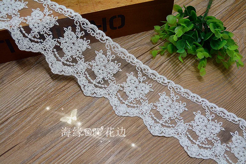 Сделай сам Одежда с кружевной отделкой украшения хлопок цветочной вышивкой