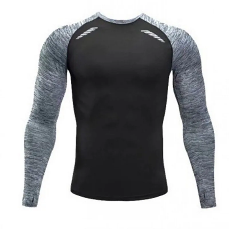 2019 Новые мужские футболки для бега Тонкий Фитнес с длинным рукавом спортивный