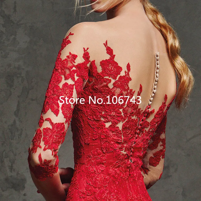 Красный сексуальный русалка выпускного вечера 2018 Длинные Аппликации