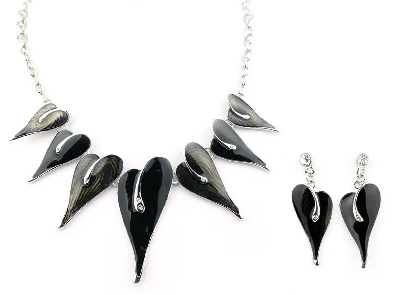 Ожерелья покрытые эмалью листья ожерелье и серьги набор ювелирных изделий оптом