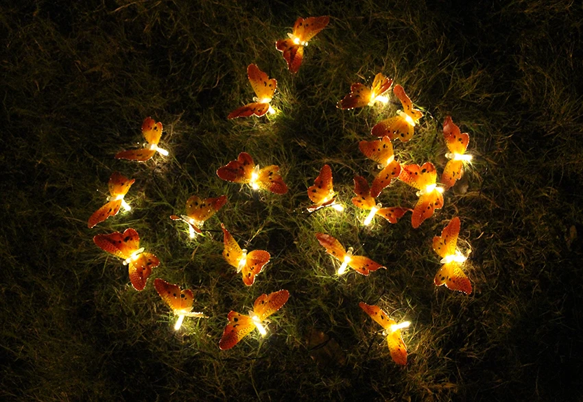 6 м 20 led волоконно-оптическая Бабочка Солнечная энергия светодиодный Сказочный светильник Бабочка открытый сад патио уличные вечерние украшения