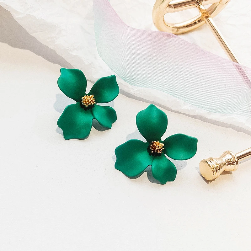 New Fashion Red Green Blue Yellow White Colors Flower Shape Bohemian Bridal Wedding Studs Earrings For Women Girls Party Jewelry | Украшения