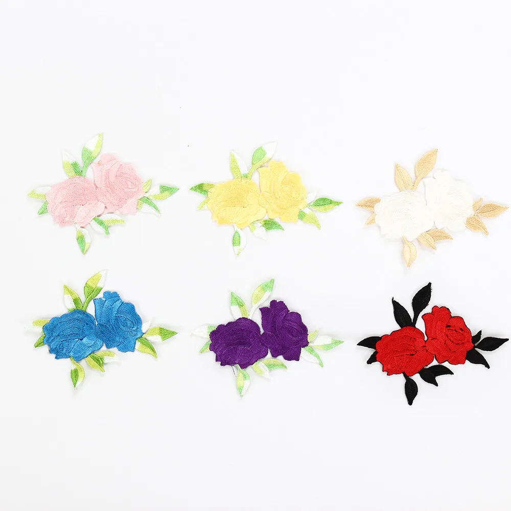Милая красочная Роза аппликация нашивка цветы вышитые Шить Утюг на одежде сумки