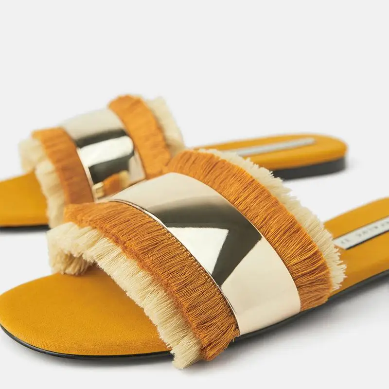 Женские шлепанцы сезон лето Новинка 2019 года цветные сандалии на плоской подошве