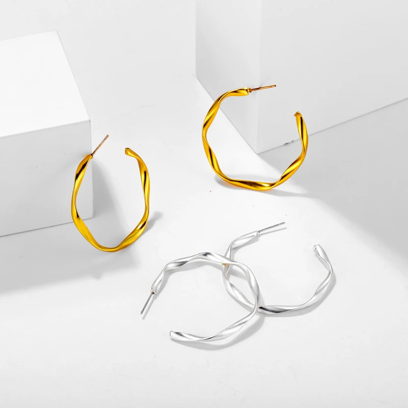 Богемные массивные преувеличенные простые серьги в стиле панк Золотые круглые