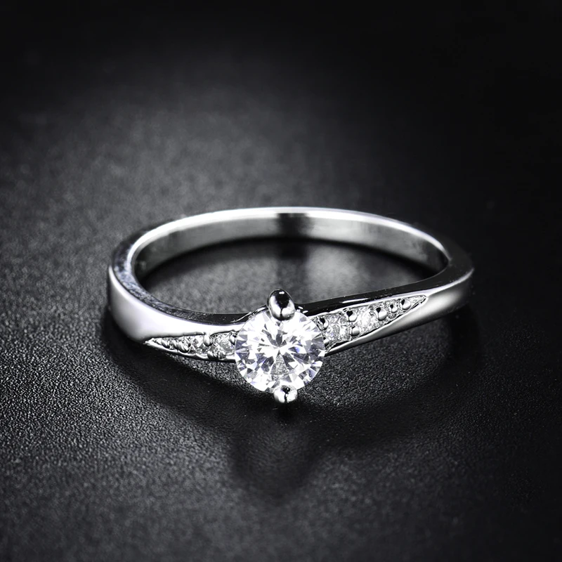 GULICX 2017 Брендовое модное свадебное кольцо на палец белое золото цвет Кристалл CZ