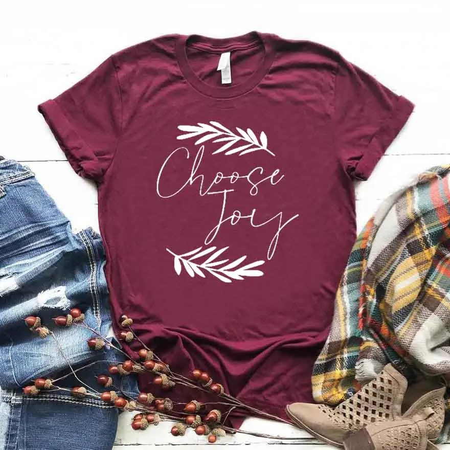 Женская хлопковая Футболка Choose Joy Повседневная забавная футболка подарок для