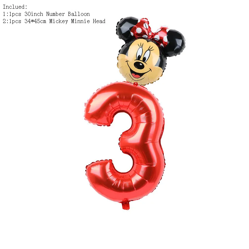 PAPYBAL 32 дюймов красные, черные номер Фольга надувные шары Mickey воздушный шар "Минни" Рисунок От 1 до 5 лет детская футболка для мальчиков и девочек, День рождения Декор
