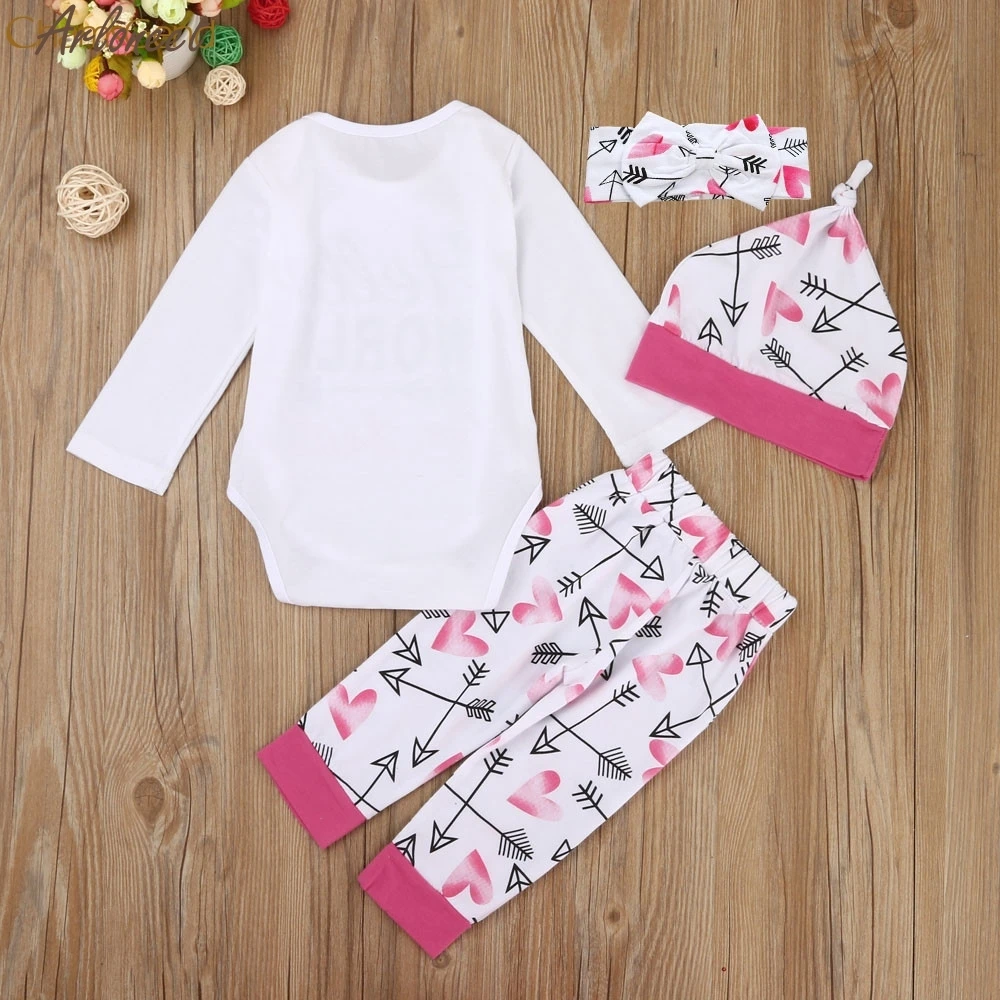2017 fashionnewborn Одежда для маленьких девочек одежда комбинезон боди штаны шляпа