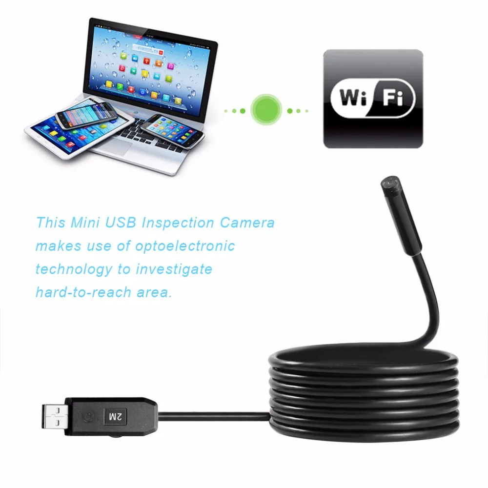 2 м 7 мм объектив эндоскопа HD 480 P USB OTG Змея эндоскоп Водонепроницаемый 6
