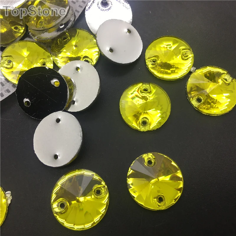 Стразы из полимера TopStone Citrine Jonquil смешанные размеры пришивные стразы с плоской