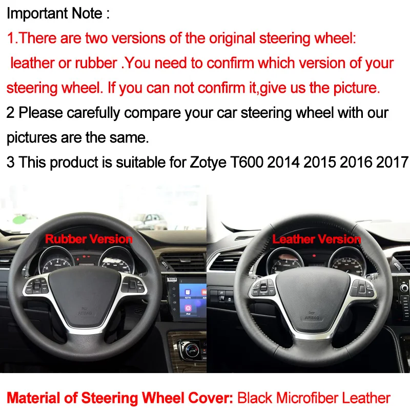 Рукоятное шитье чехол рулевого колеса автомобиля волана для Zotye T600 2014 2015 2016 2017