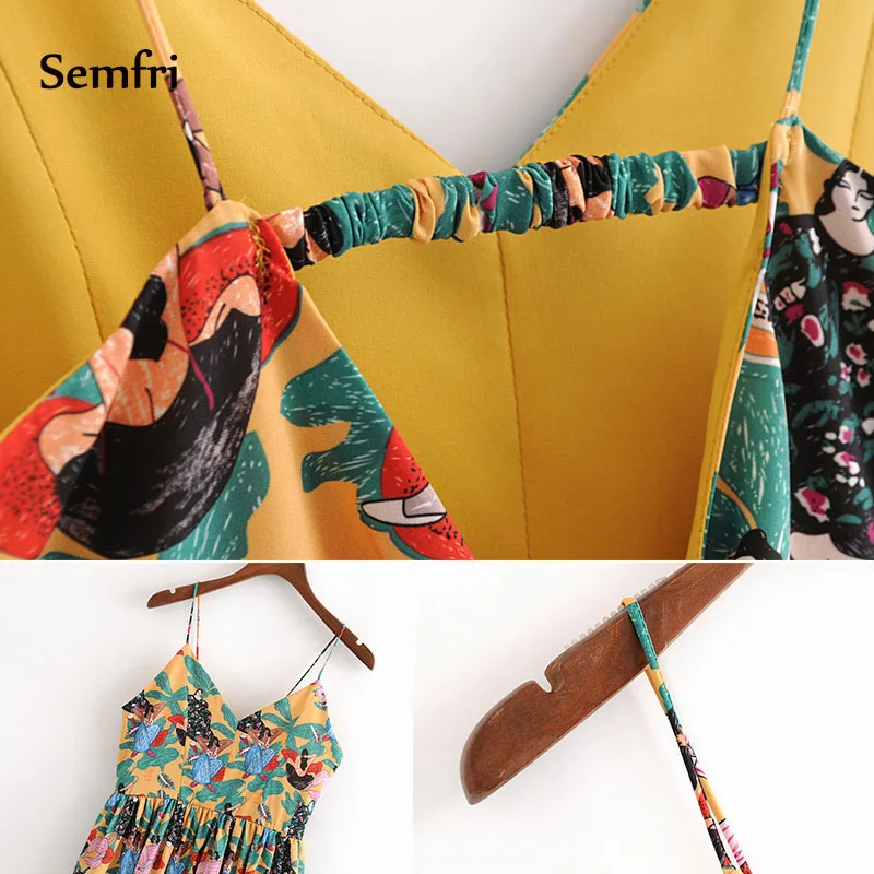 Sempi/желтое богемное платье летнее женское мини пикантные вечерние пляжные платья