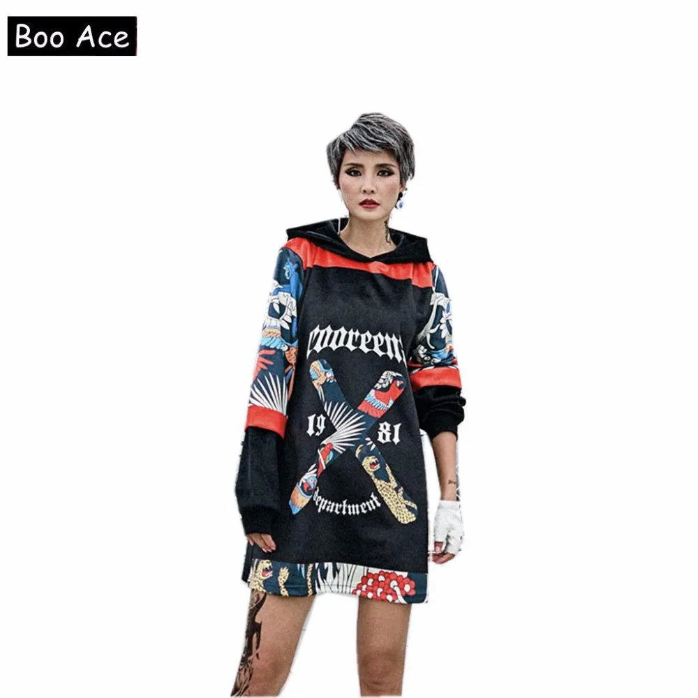 Boo Ace Для женщин толстовки с капюшоном Пуловеры для хип-хоп Теплые Топы аниме
