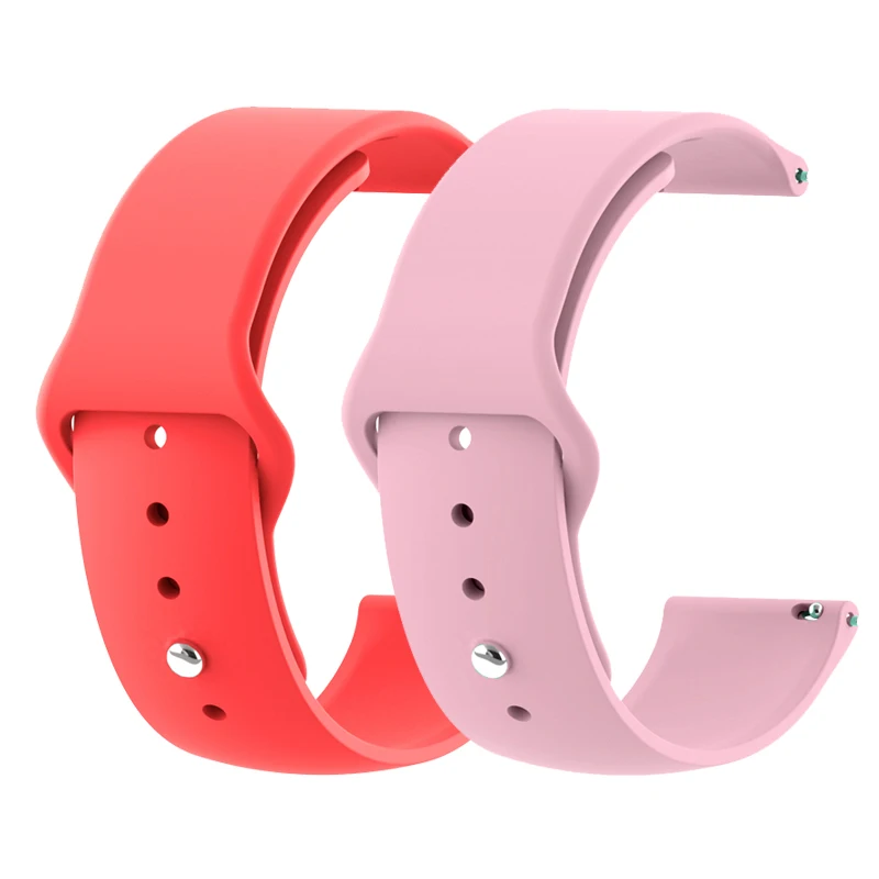 Red Pink 18 мм 20 мм 22 мм 2 шт силиконовый ремешок для часов gear S2 ремешок для samsung gear S3 Classic Frontier Galaxy Watch Amazfit Bip браслет - Цвет ремешка: Red Pink