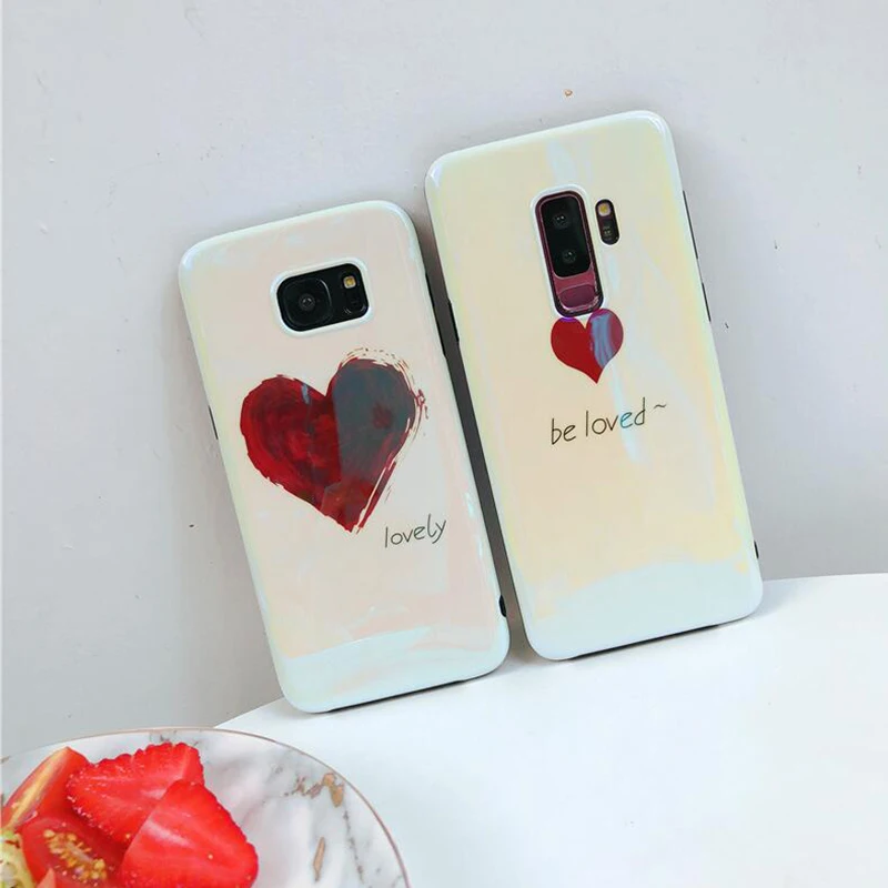 YHBBCASES Fashion Cute Red Love Phone Cases For Samsung Galaxy S10Plus S8 S9 Plus Note 8 9 Blu-ray Cartoon Heart Soft | Мобильные