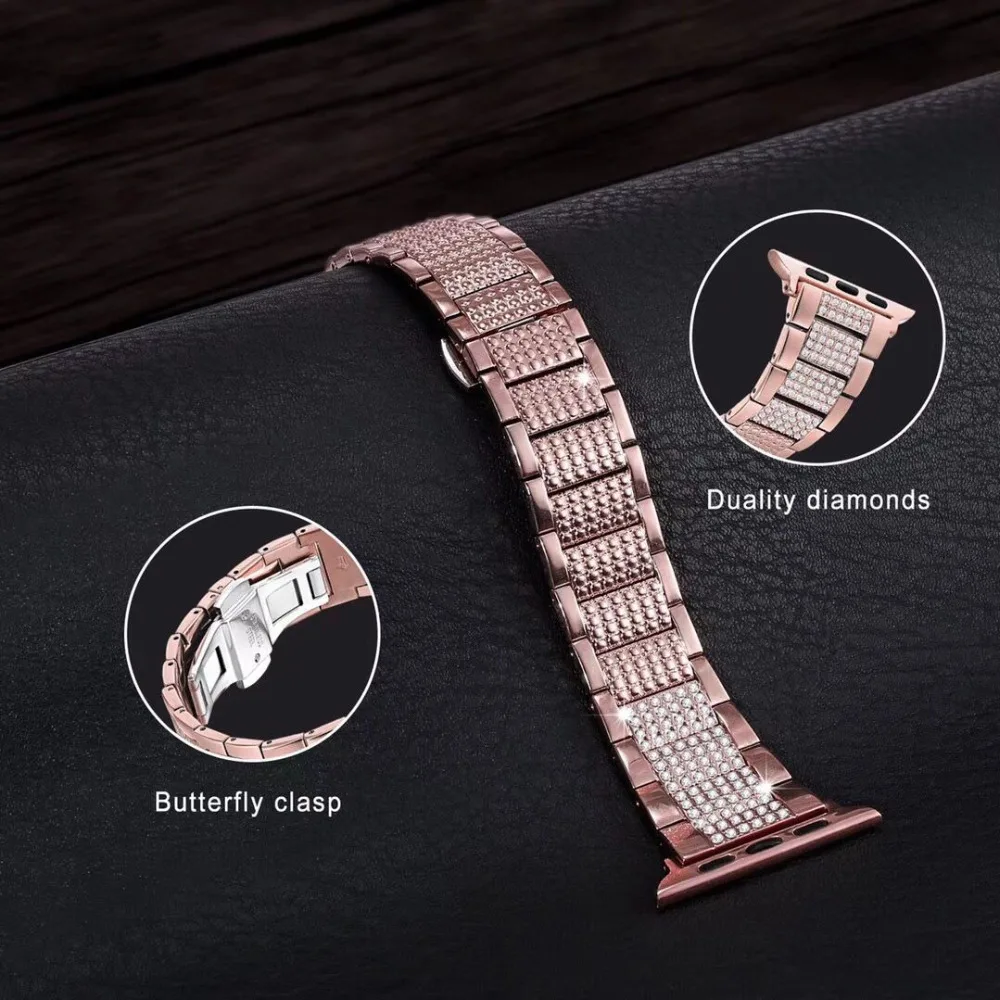 Браслет из нержавеющей стали с застежкой-бабочкой для Apple Watch 38/40/42/44 мм iwatch 5/4/3/2/1 |