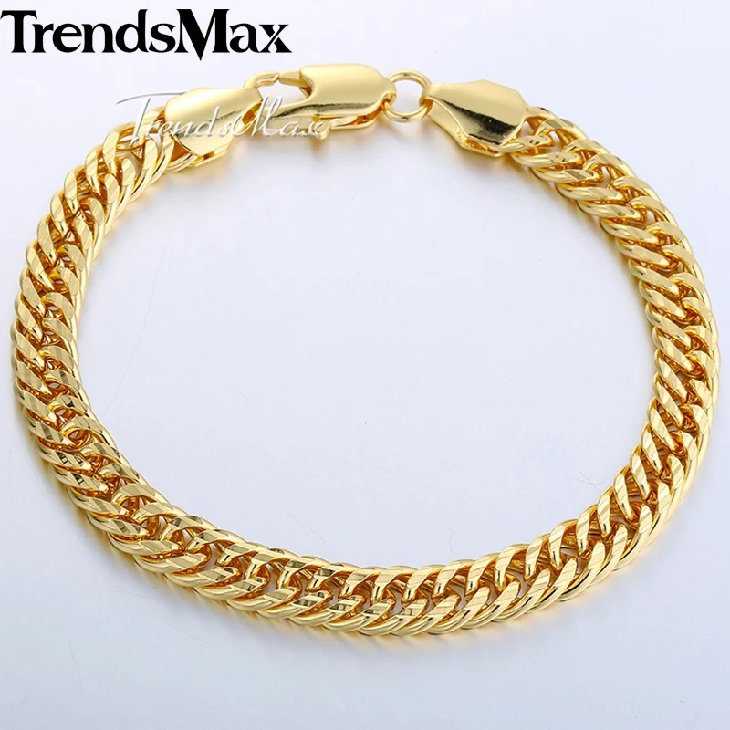 Womens Men's Bracelets Gold Cuban Link Chain Bracelet For Woman Male Jewelry Accessories Gifts Dropshipping Wholesale 7mm KGB357 |
