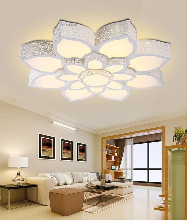 Потолочный светодиодный светильник в виде цветка лотоса для гостиной лампа с