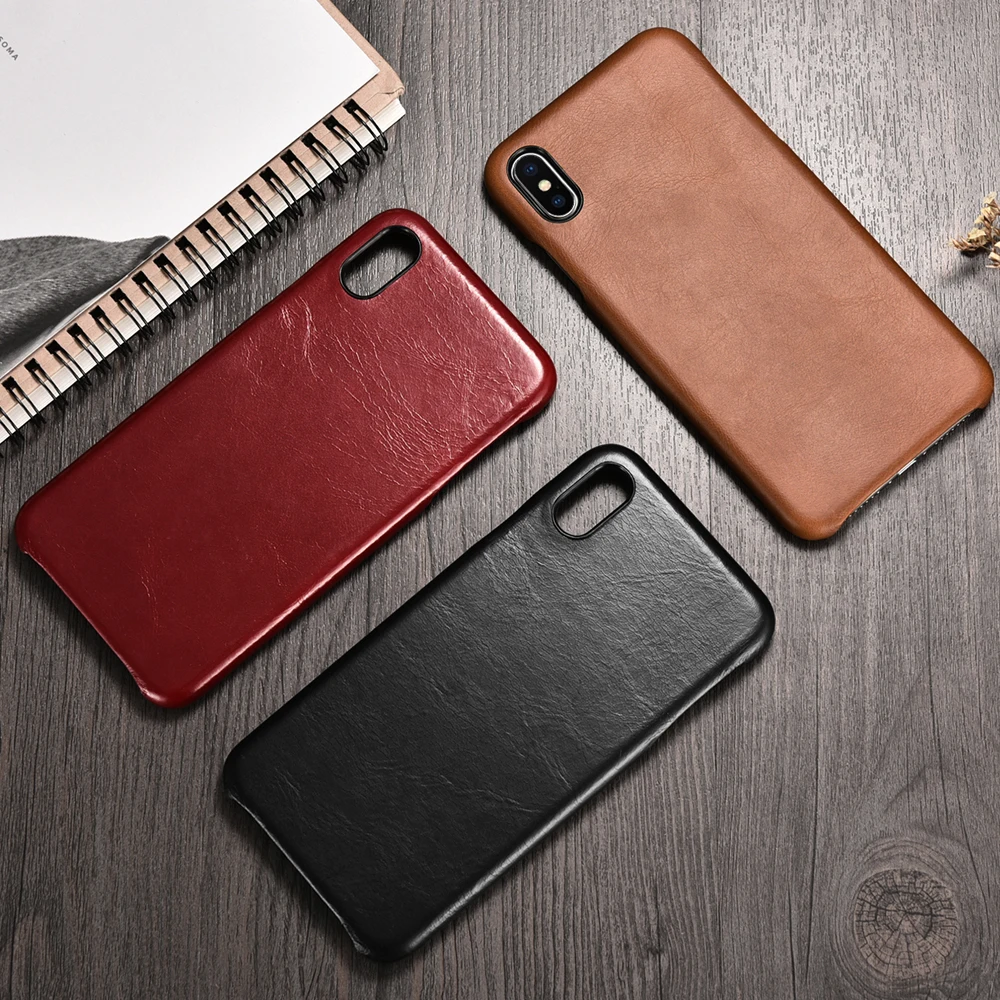 Оригинальный чехол icarer из натуральной кожи для iPhone XS MAX Винтажный задняя крышка