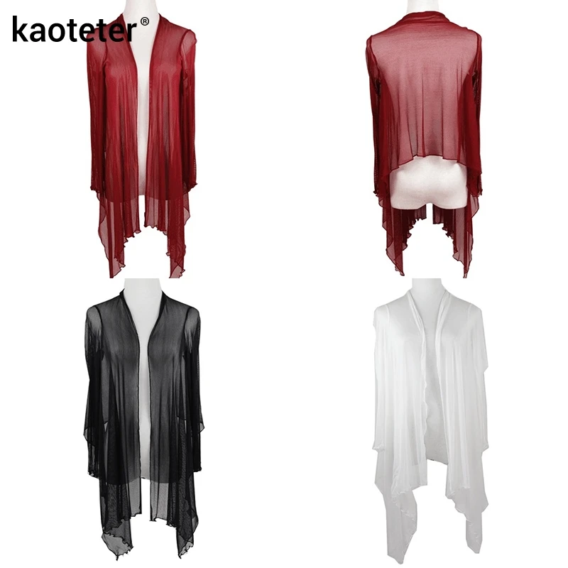 Женская блузка с шалью из 100% чистого шелка тонкая прозрачная рубашка длинным