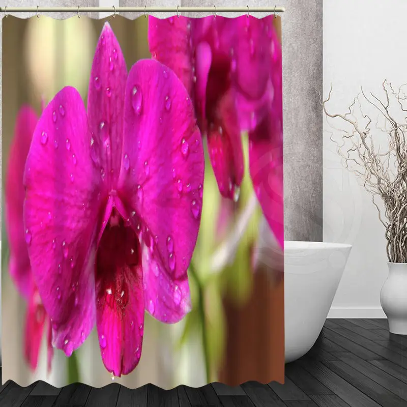 Пользовательские элегантный цветок орхидеи душ Шторы современной ванной