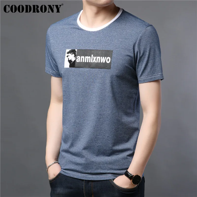Мужская футболка с круглым вырезом COODRONY Повседневная Уличная коротким рукавом
