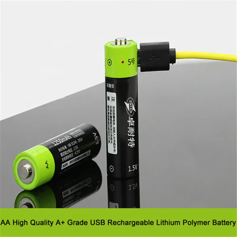 2 шт. ZNTER 1 5 в 1250 мАч AA Li-Po батарея USB перезаряжаемые для РУ передатчика | Игрушки и