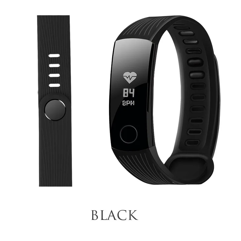 Новые силиконовые полосы для huawei honor band 3, свежий вид, полосатая поверхность, регулируемый размер, сменный ремешок - Цвет: Черный