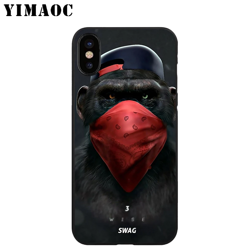 YIMAOC Swag обезьяна мягкий ТПУ Черный силиконовый чехол для iPhone X или 10 8 7 6 6S Plus 5 5S SE Xr Xs