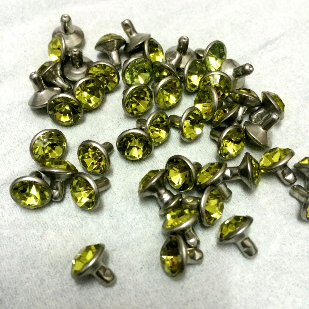 100 компл./лот 8 мм зеленые акриловые кристаллы заклепки из горного хрусталя