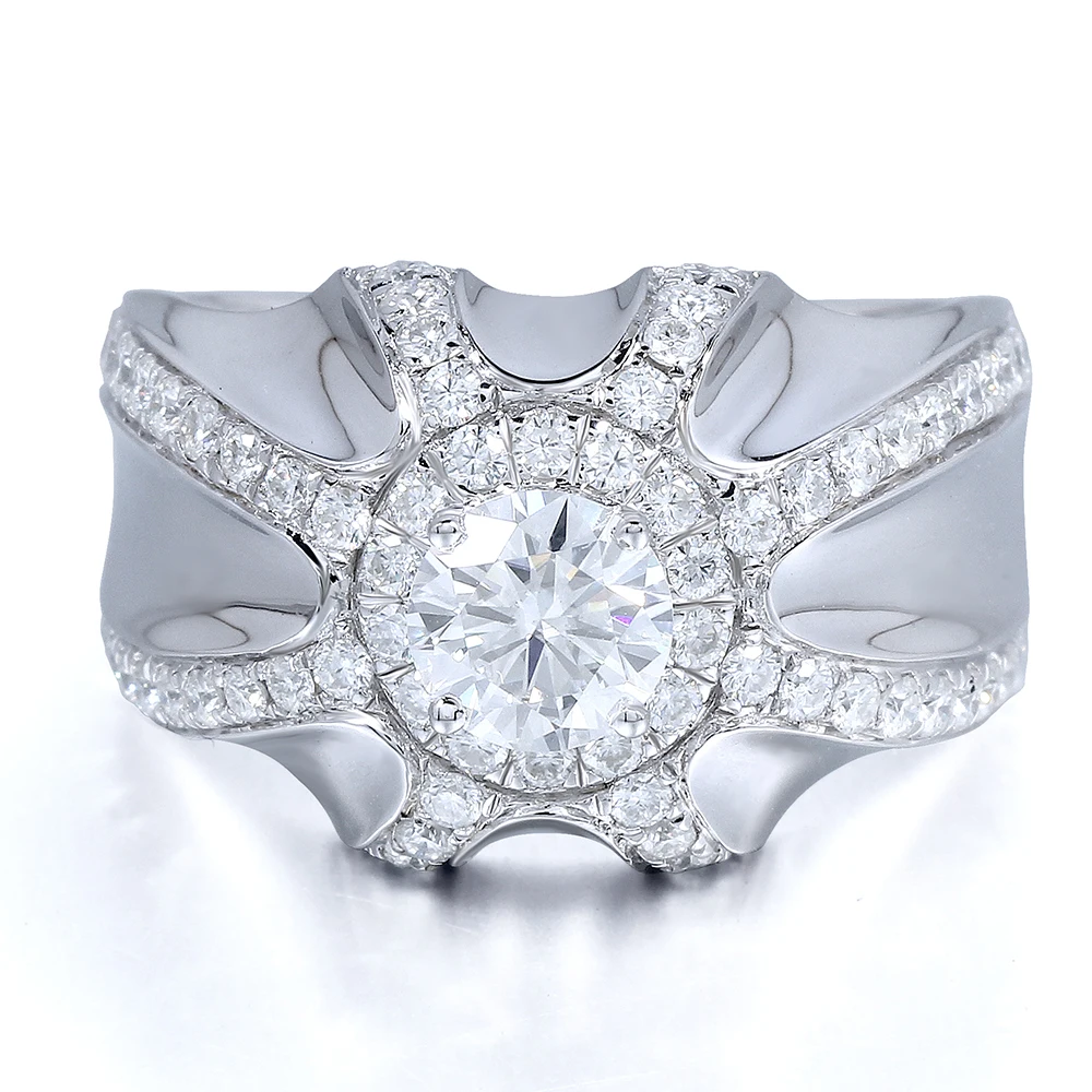 Подлинная 14 К 585 Белое золото 1 карат Центр 6 5 мм F цвет Лаборатория Grown Moissanite с