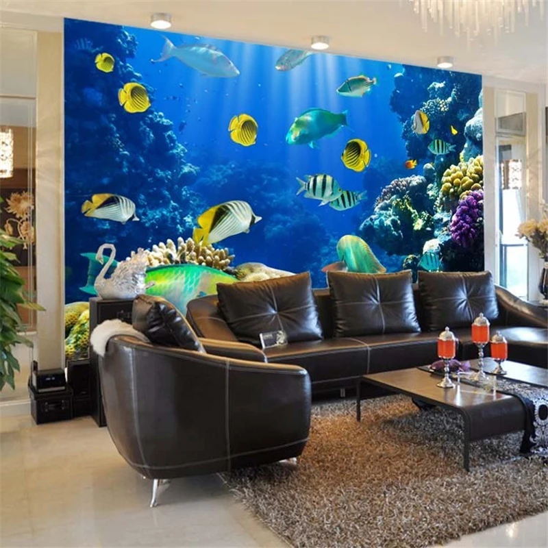 

beibehang Custom mural wallpaper for living underwater world fish restaurant hotel bar backdrop 3d photo wall papers home decor