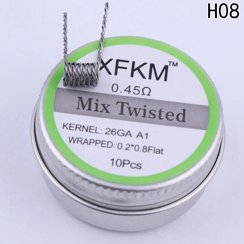 XFKM плоский витой провод плавленый clapton Hive предварительно сделанные обмоточные провода чужеродный микс витой Quad катушки Tiger сопротивление нагрева спираль rda
