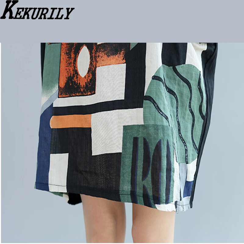 Для женщин большие размеры платье плюс размер платья из хлопка и льна Лето