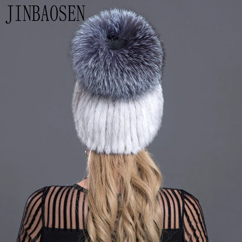 JINBAOSEN русская Лыжная шапка из меха норки комбинированная с модной меховой