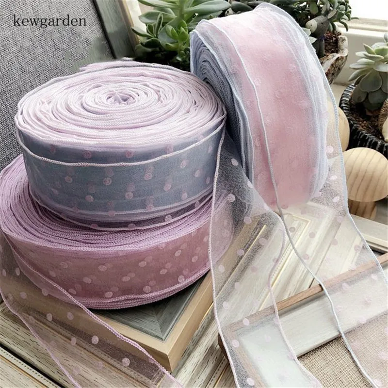 Kewgarden DIY аксессуары для волос 2 "5 см сетчатая вуаль с краями от морщин лента