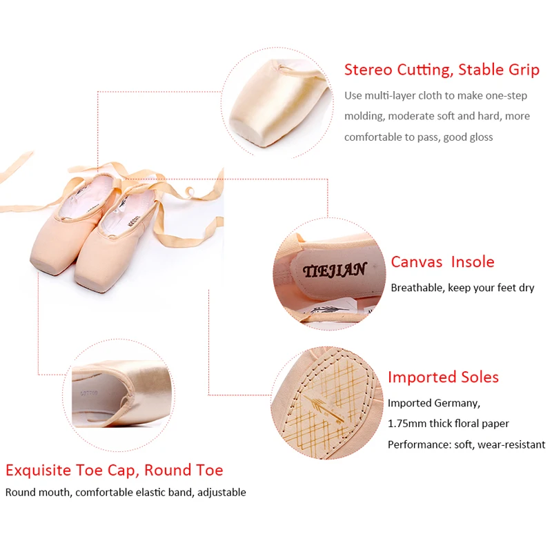 Профессиональные танцевальные пуанты для взрослых девочек Для женщин ретро